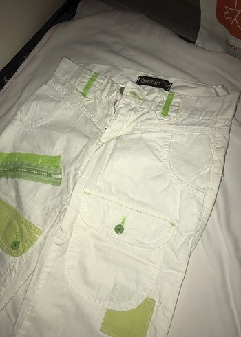 Fermuarlı Beyaz Çocuk Kumaş Pantolon