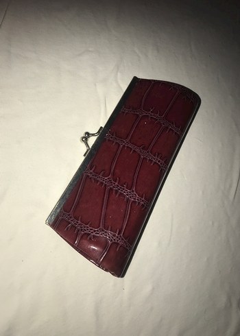 Bordo Deri Kemerli Vintage Kadın Clutch Çanta