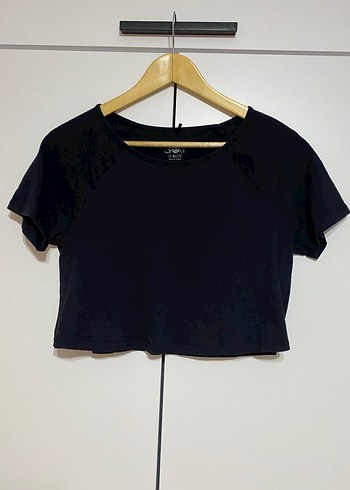 Crop Siyah Spor Üst / Tişört - Görsel 2