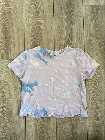 batik desenli lila pamuklu kısa üst