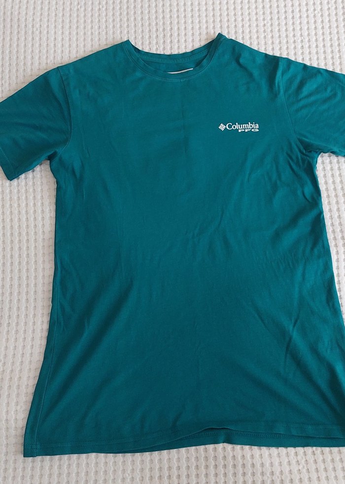 Columbia Baskılı Turkuaz Pamuk Tişört - Görsel 5