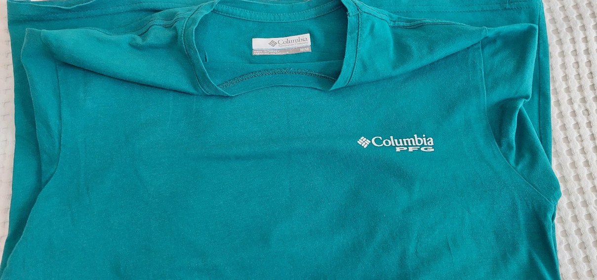 Columbia Baskılı Turkuaz Pamuk Tişört - Görsel 3