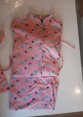 Pembe Baskılı İp Askılı  Pijama Takımı - Görsel 4