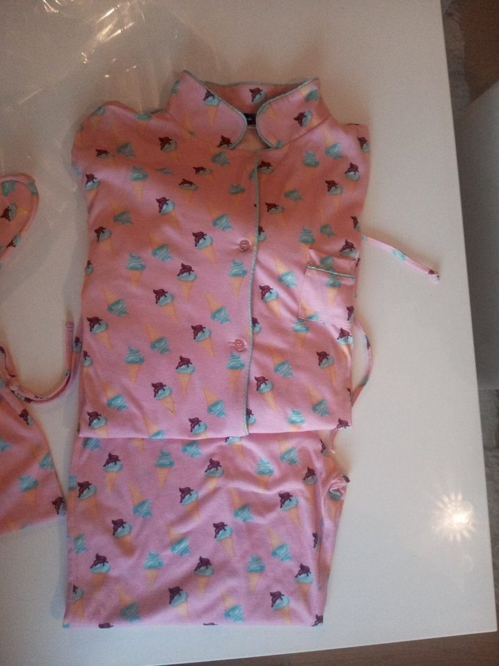 Pembe Baskılı İp Askılı  Pijama Takımı - Görsel 4