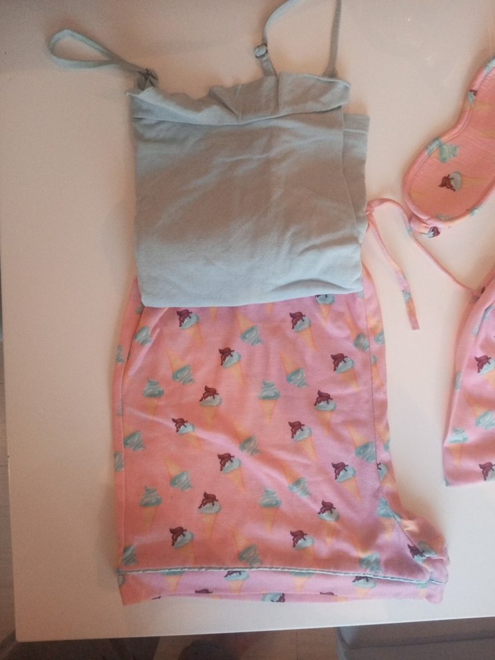 Pembe Baskılı İp Askılı  Pijama Takımı - Görsel 3