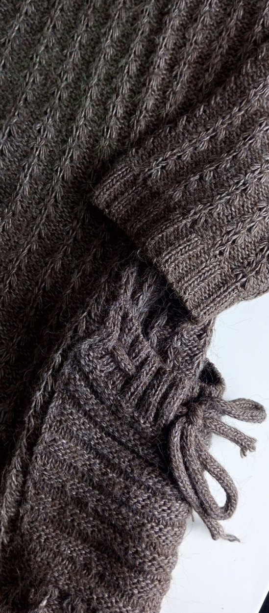 Kapüşonlu Gri Örgü Triko Midi Kazak - Görsel 5