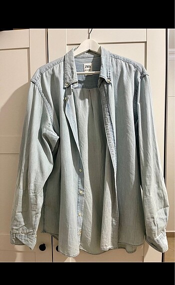 Zara erkek denim gömlek, XL, açık mavi