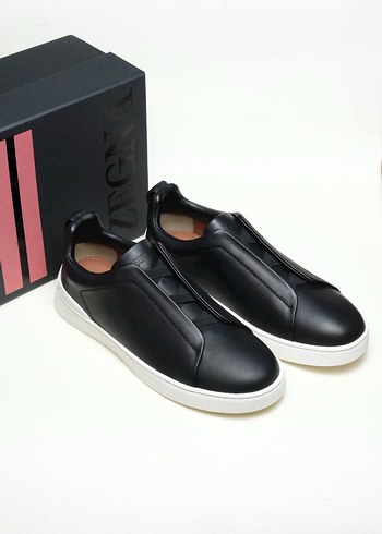 Ermenegildo Zegna Zegna Siyah Deri Sneaker