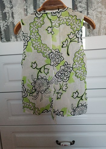 Bohem Tarzı Yeşil Desenli Bluz - Görsel 6