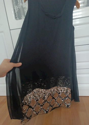 Siyah Midi Kadın Abiye Elbise - Görsel 3