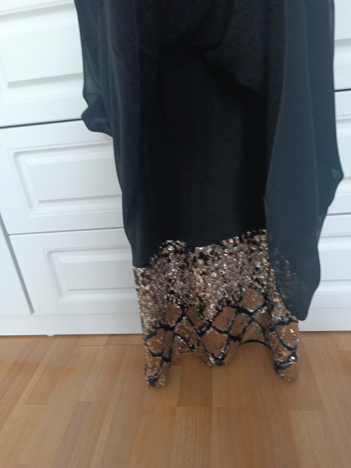 Siyah Midi Kadın Abiye Elbise - Görsel 4