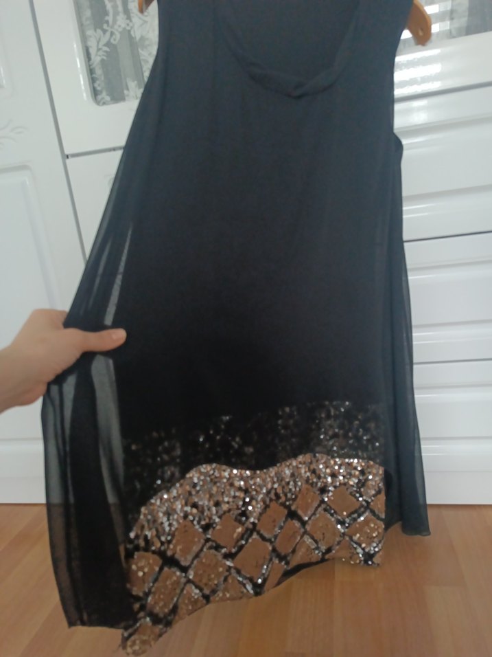 Siyah Midi Kadın Abiye Elbise - Görsel 3