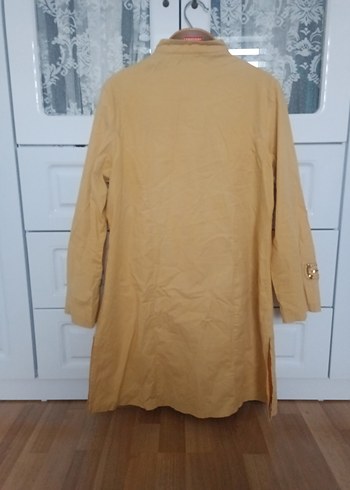 Uzun Keten Kadın Kaban - Görsel 7