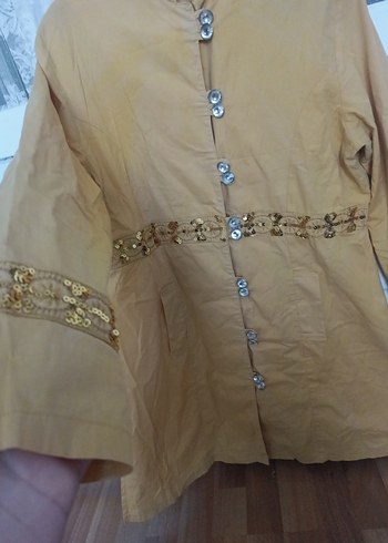 Uzun Keten Kadın Kaban - Görsel 5