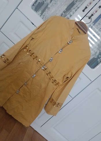 Uzun Keten Kadın Kaban - Görsel 6