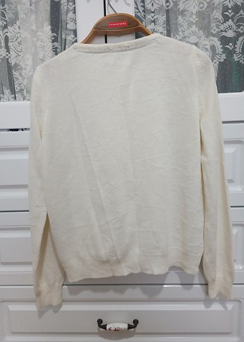 Dantel Detaylı Beyaz Pamuklu kazak - Görsel 7