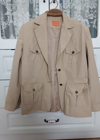 Bej Kadın Keten Midi Ceket - Görsel 9