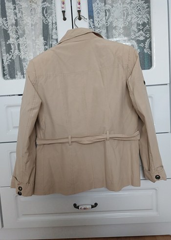 Bej Kadın Keten Midi Ceket - Görsel 6