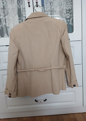 Bej Kadın Keten Midi Ceket - Görsel 7