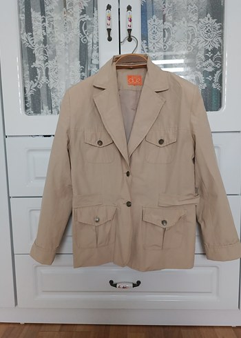 Bej Kadın Keten Midi Ceket - Görsel 3