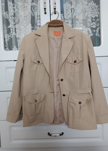 Bej Kadın Keten Midi Ceket - Görsel 8