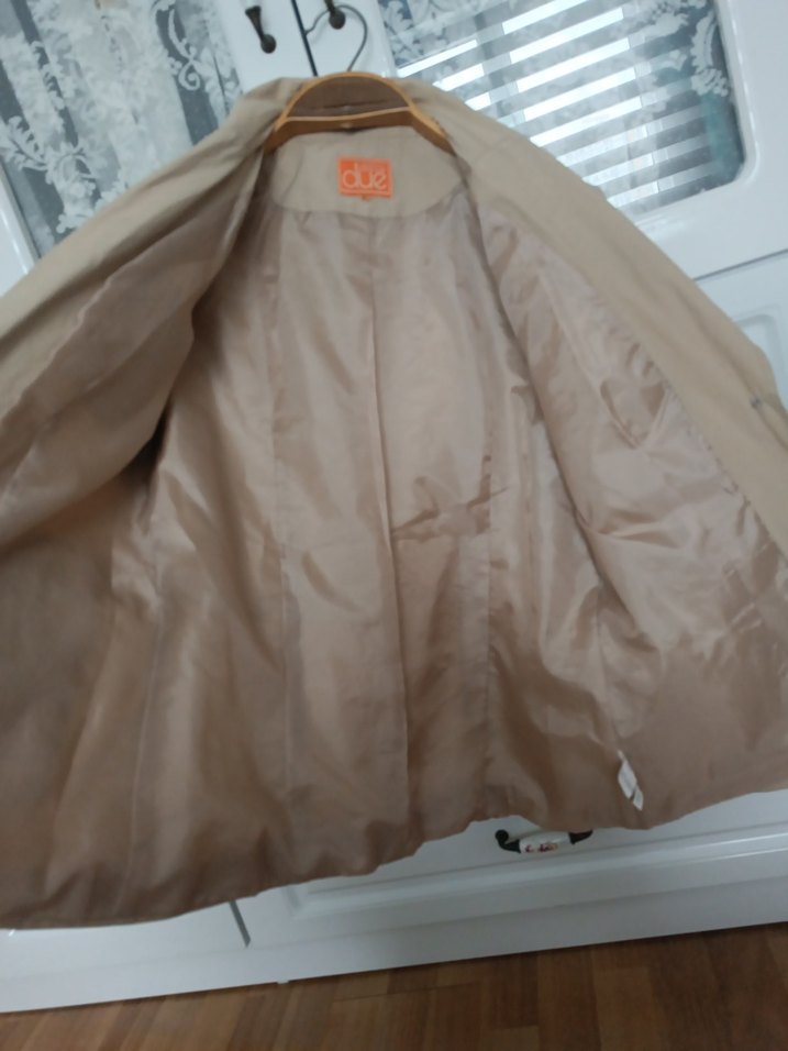 Bej Kadın Keten Midi Ceket - Görsel 5