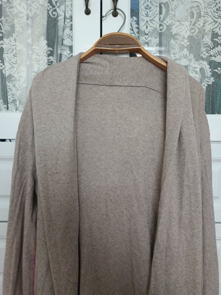 Bej Midi Kadın Keten Salaş Hırka - Görsel 4