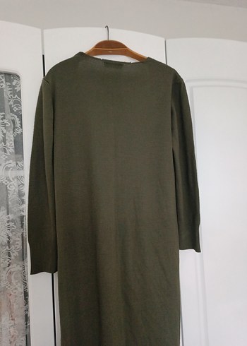 Uzun Kollu Salaş Haki Kadın Hırka - Görsel 6