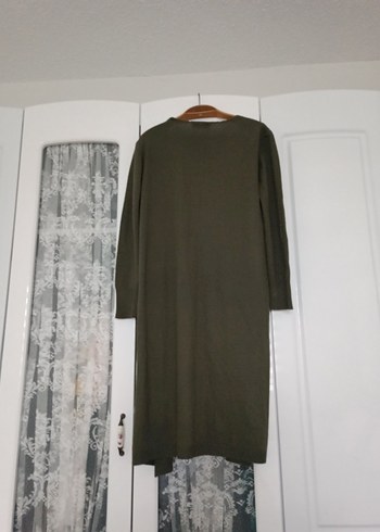 Uzun Kollu Salaş Haki Kadın Hırka - Görsel 7