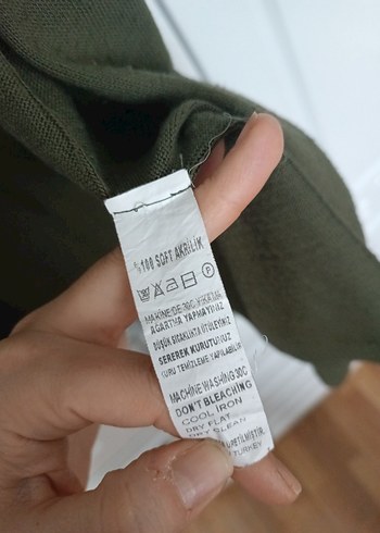 Uzun Kollu Salaş Haki Kadın Hırka - Görsel 4