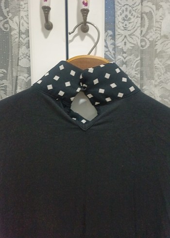 Puantiye Detaylı Siyah Gömlek - Görsel 6