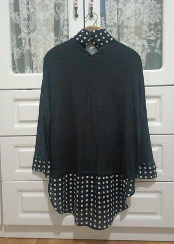 Puantiye Detaylı Siyah Gömlek - Görsel 7