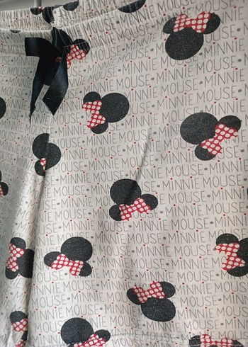 44 Beden Pamuklu Gri Minnie Mouse Desenli Mini Şort