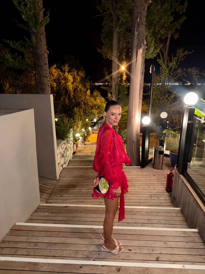 Kırmızı Drapeli Mini Kadın Elbise - Görsel 3