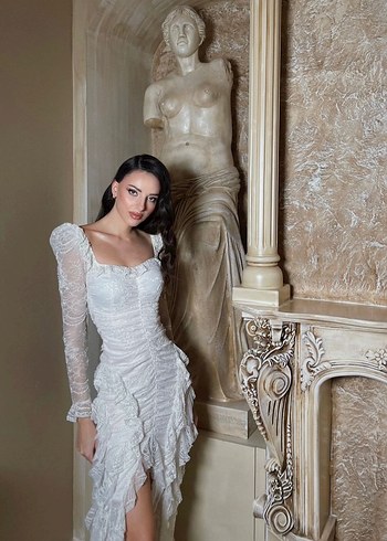 Uzun Kollu Bohem A Kesim Gelinlik - Görsel 3