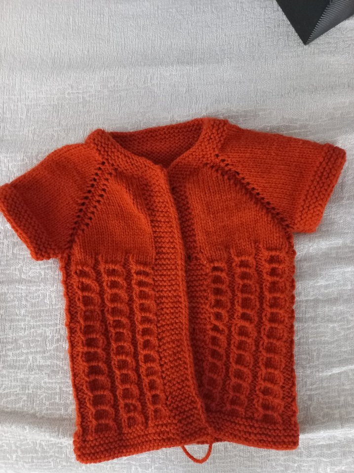 bebek Turuncu Kısa Kollu Örgü Hırka - Görsel 2