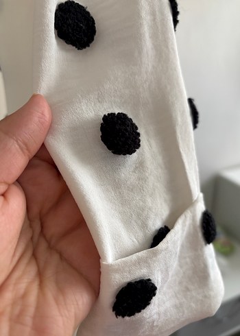 Diğer Uzun Kollu Beyaz Puantiyeli Uzun kimono