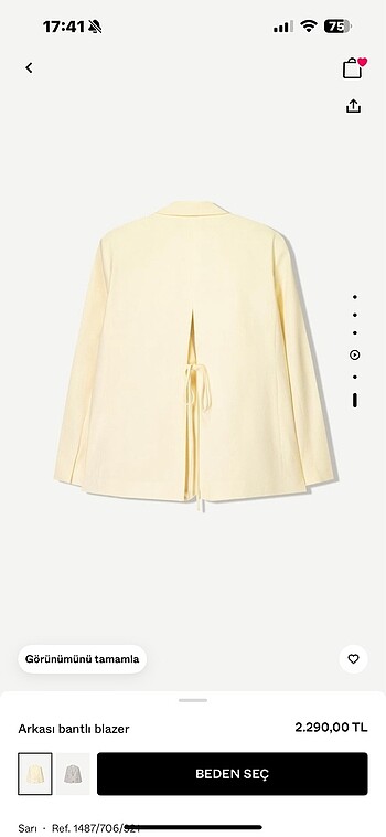 xs Beden sarı Renk Bershka blazer