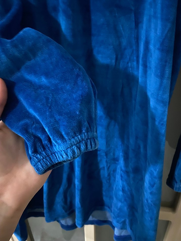 Uzun Kollu Mavi Salaş Midi Tunik - Görsel 2