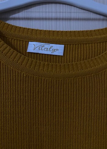 Parlak Sarı Triko Uzun Kol Kadın Kazak - Görsel 3