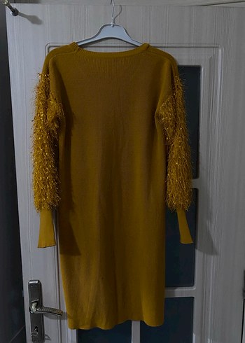 Parlak Sarı Triko Uzun Kol Kadın Kazak - Görsel 4