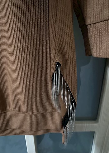 Kadın Kahverengi Triko Midi Tunik - Görsel 2