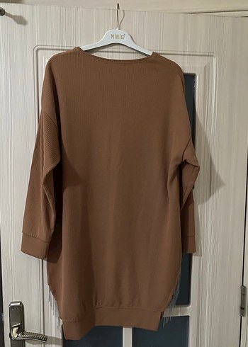 Kadın Kahverengi Triko Midi Tunik - Görsel 3