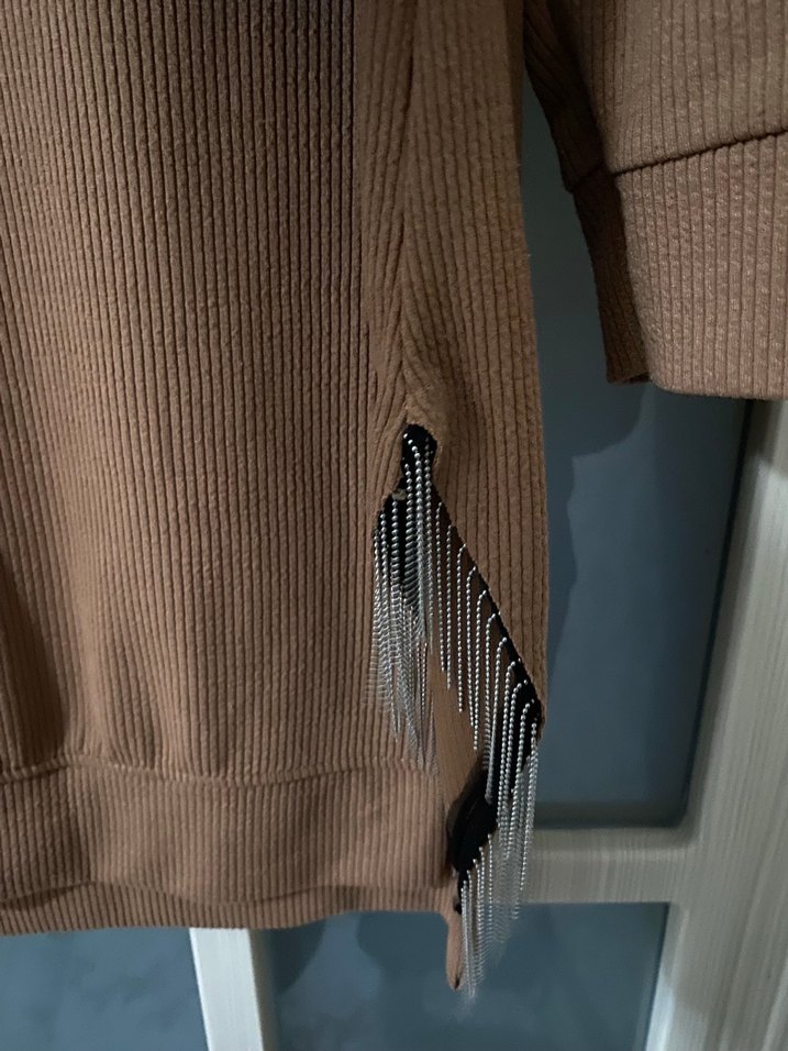 Kadın Kahverengi Triko Midi Tunik - Görsel 2