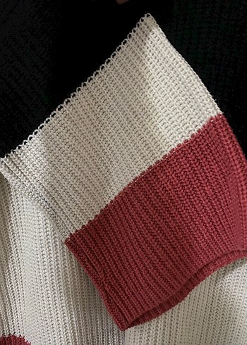 Renkli Uzun Kollu Örgü Kadın Kazak - Görsel 2