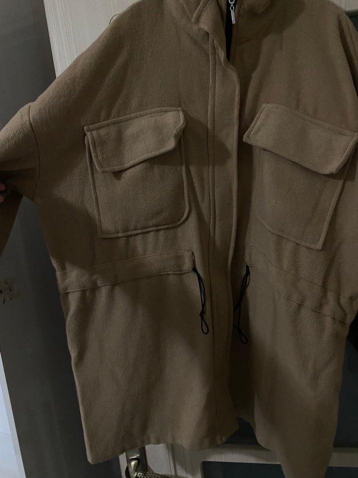 Bej Kuşaklı Midi Kadın Ceket - Görsel 2