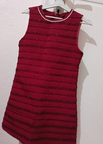 Kırmızı Parlak Kolsuz Kız Elbisesi - Görsel 3