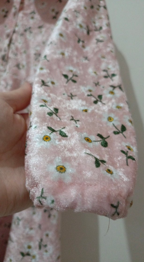 Pembe Çiçekli Uzun Kollu Kız Elbisesi - Görsel 2