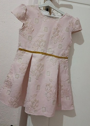 Pembe Nakışlı Kız Çocuk Elbisesi - Görsel 2