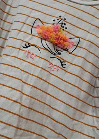 Kız Çocuk Bej Çizgili Uzun Kollu - Görsel 3